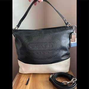 COACH Rare color-block stamped leather handbag